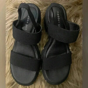 MADDEN GIRL Black Stretch STRAPPY Platform CHUNKY Summer SANDALS